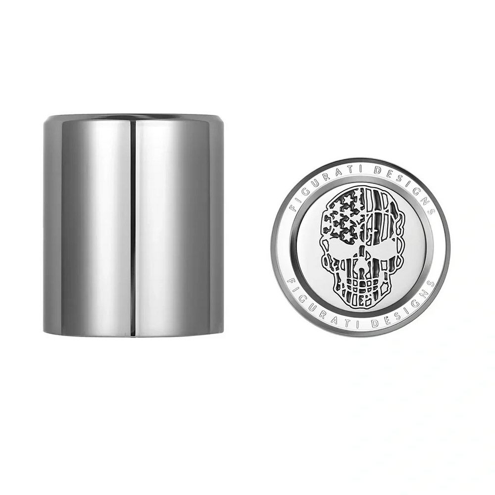  ハーレー ドッキングポイントカバー ショート 星条旗スカルデザイン (シルバー)