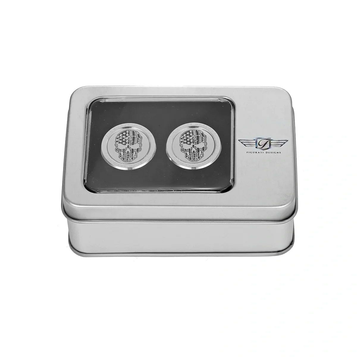  ハーレー ドッキングポイントカバー ショート 星条旗スカルデザイン (シルバー)1