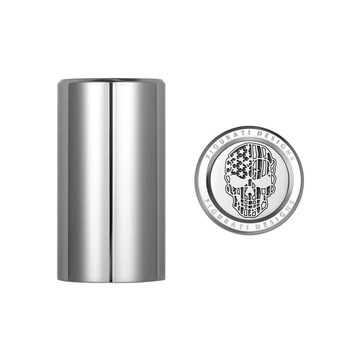  ハーレー ドッキングポイントカバー ロング 星条旗スカルデザイン (シルバー)1