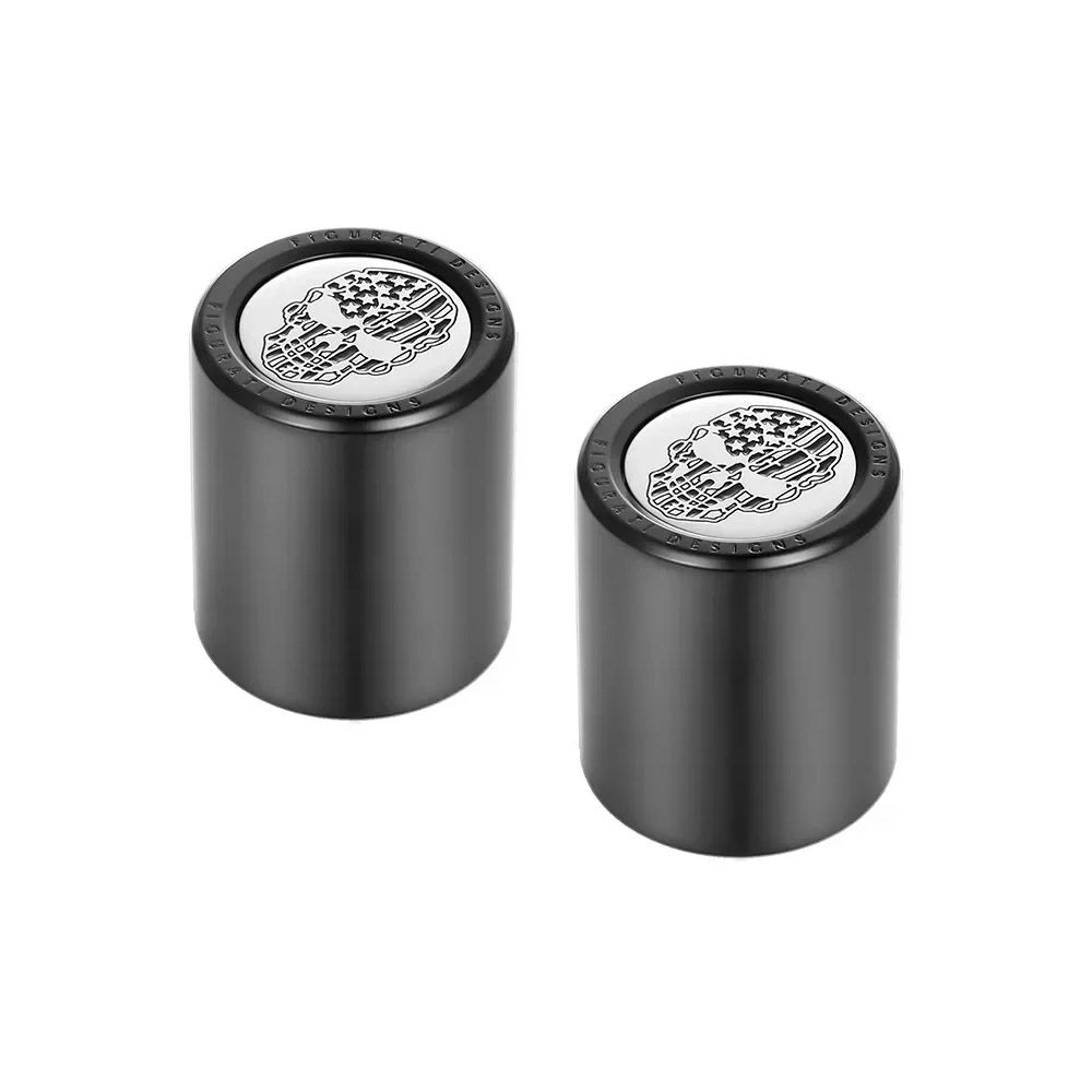 ハーレー ドッキングポイントカバー ワイド 星条旗スカルデザイン (ブラック)