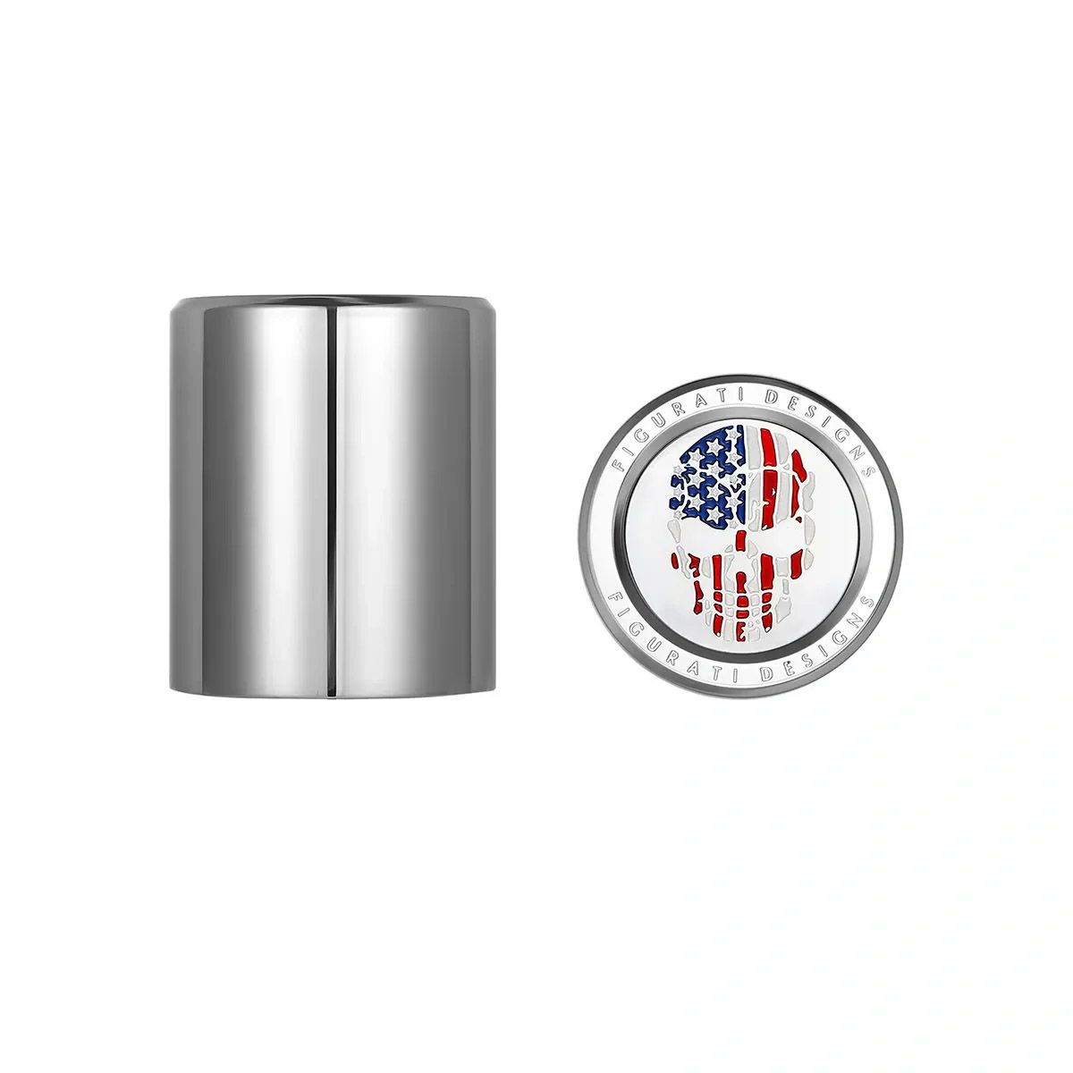 ハーレー ドッキングポイントカバー ショート カラー星条旗スカルデザイン (シルバー)1