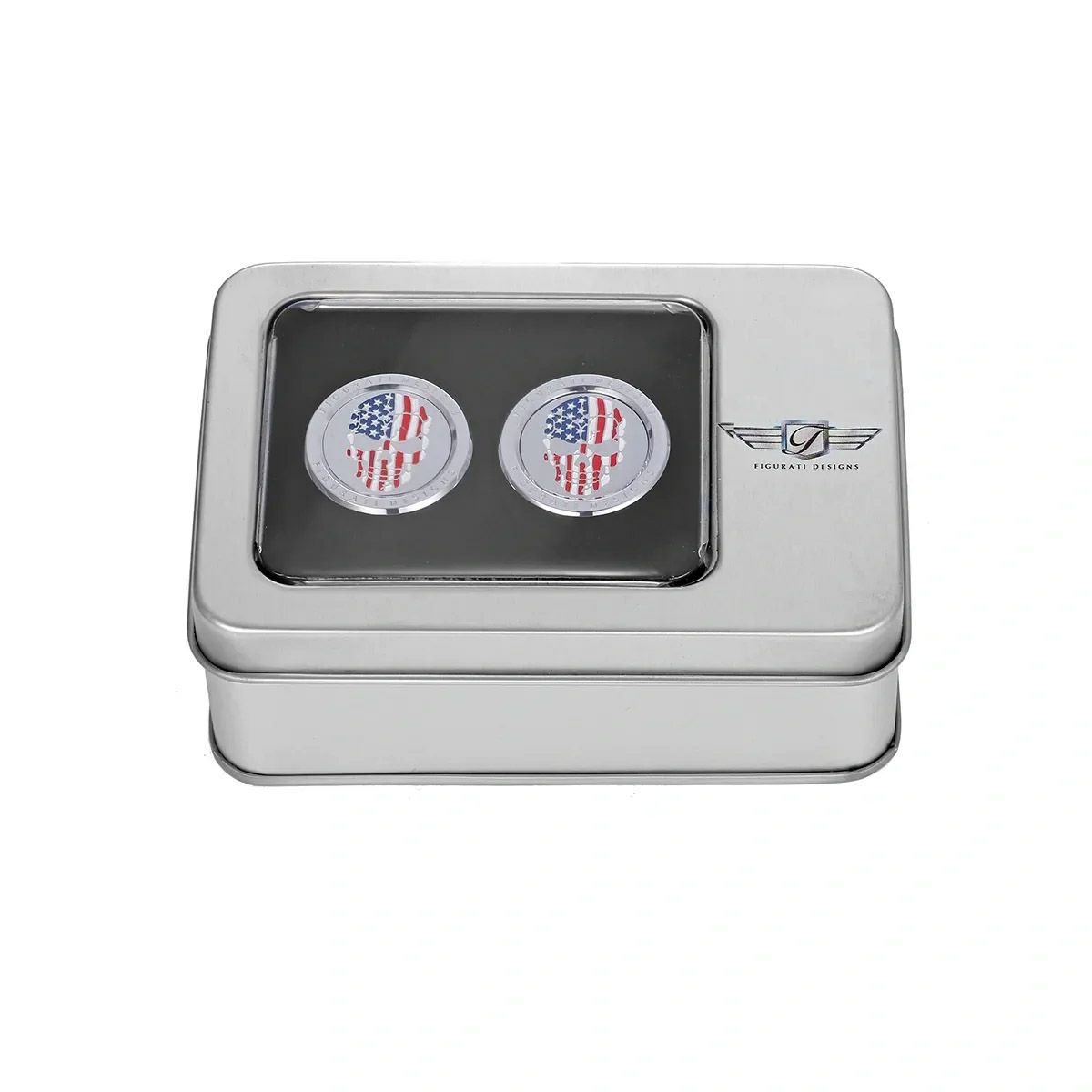 ハーレー ドッキングポイントカバー ショート カラー星条旗スカルデザイン (シルバー)2