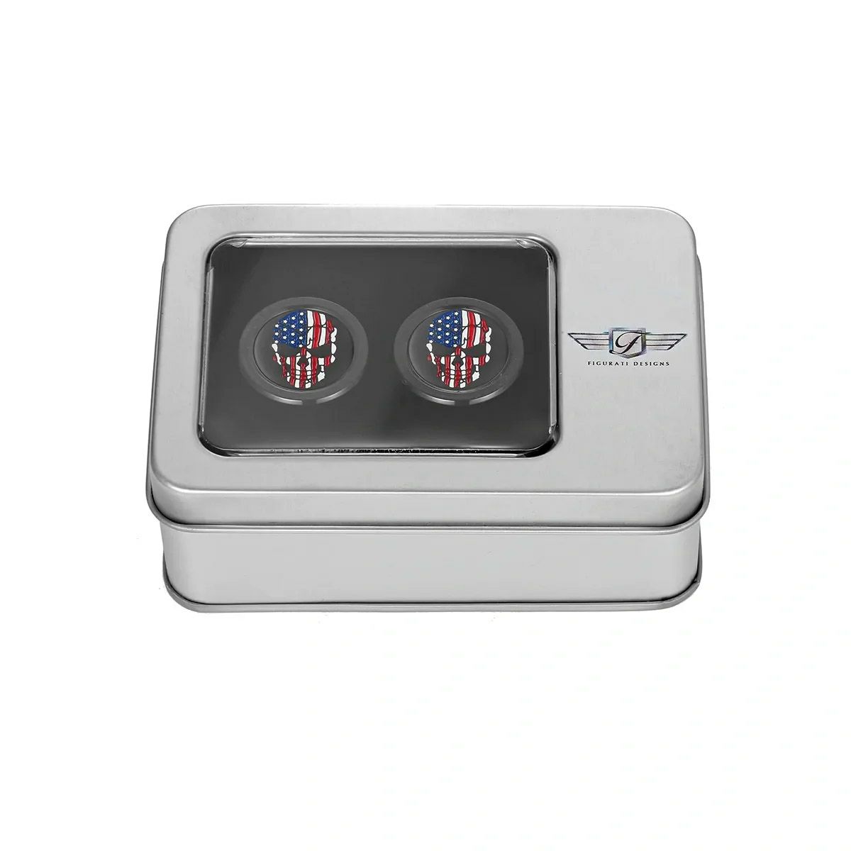  ハーレー ドッキングポイントカバー ショート カラー星条旗スカルデザイン (ブラック)2