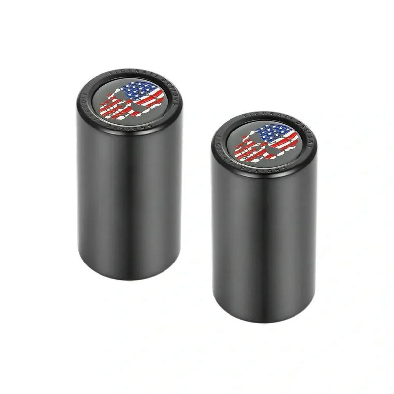 ハーレー ドッキングポイントカバー ロング カラー星条旗スカルデザイン (ブラック)