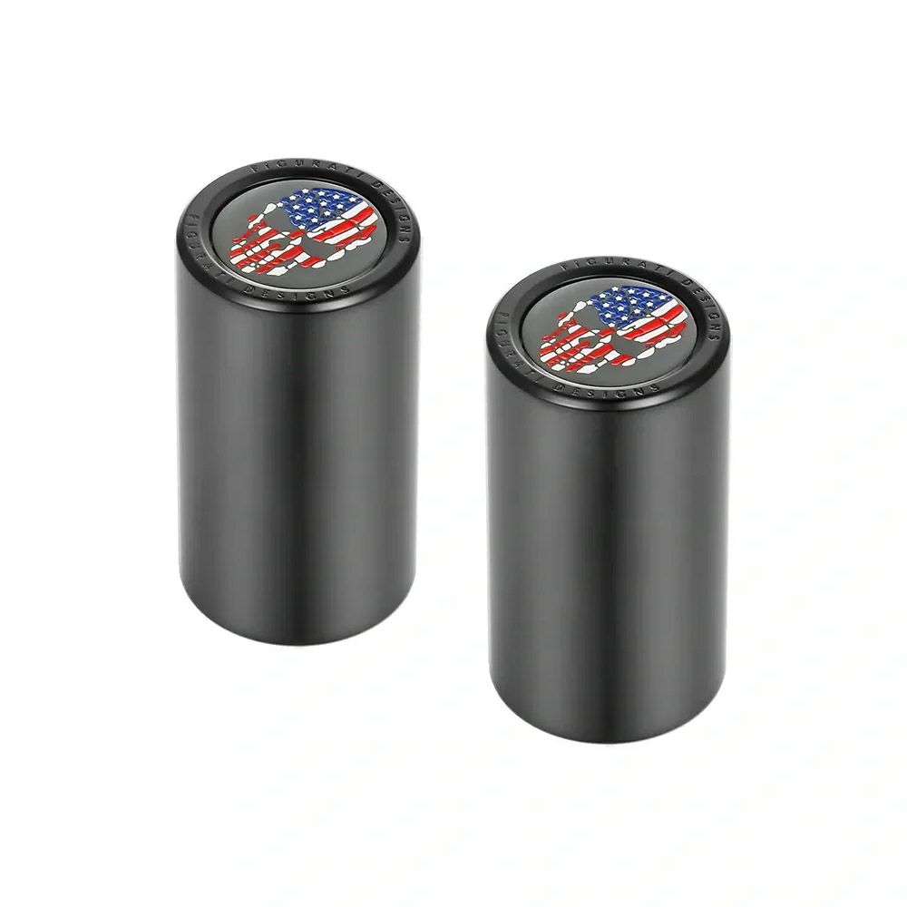 ハーレー ドッキングポイントカバー ロング カラー星条旗スカルデザイン (ブラック)