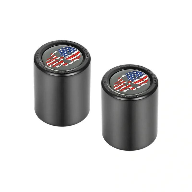 ハーレー ドッキングポイントカバー ワイド カラー星条旗スカルデザイン (ブラック)