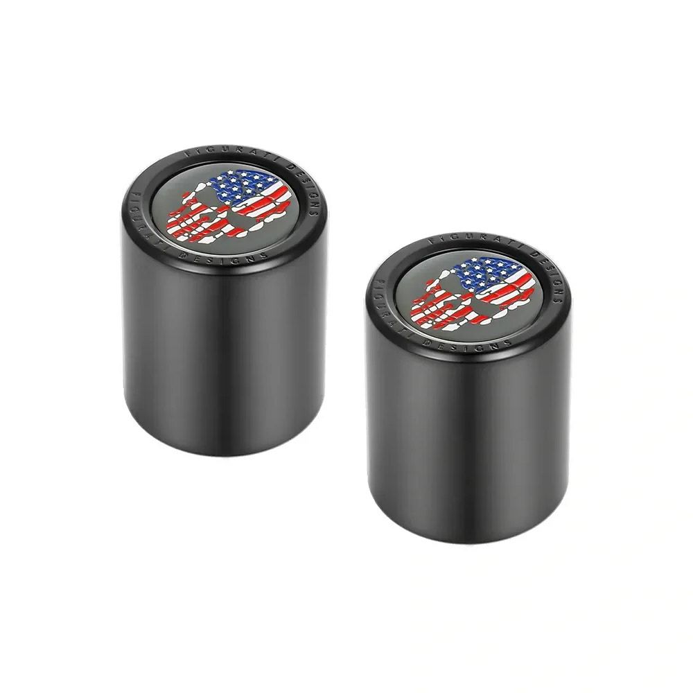 ハーレー ドッキングポイントカバー ワイド カラー星条旗スカルデザイン (ブラック)