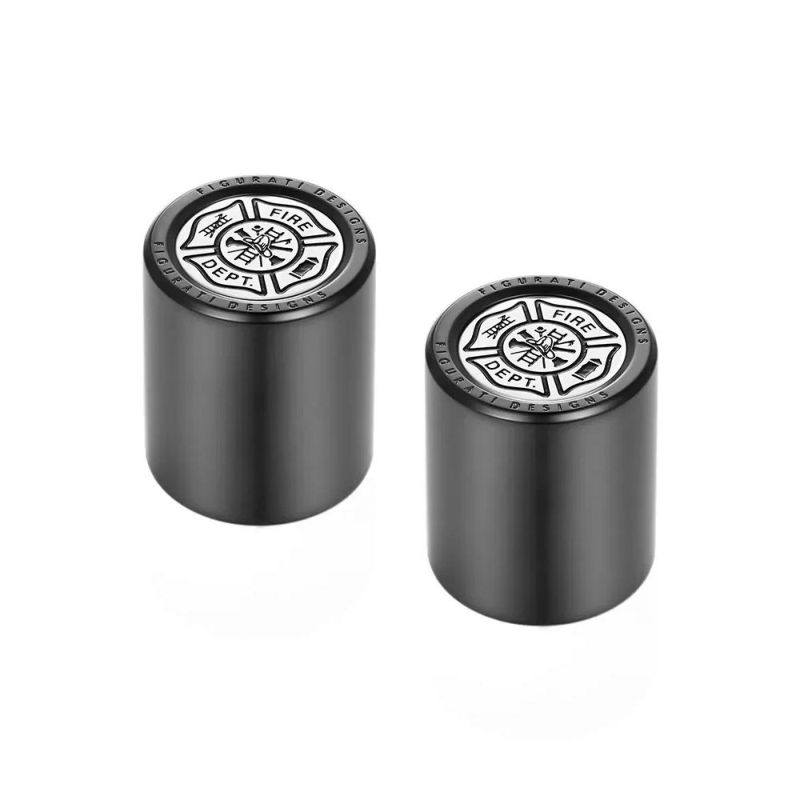 ハーレー ドッキングポイントカバー ショート 消防士マルタ十字デザイン (ブラック)