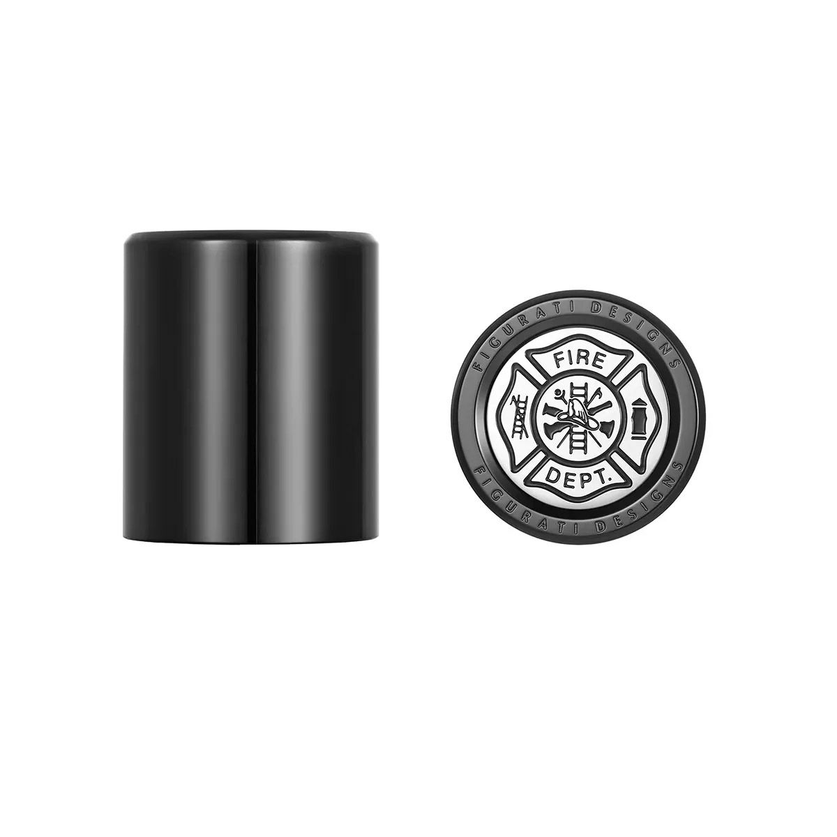 ハーレー ドッキングポイントカバー ショート 消防士マルタ十字デザイン (ブラック)1