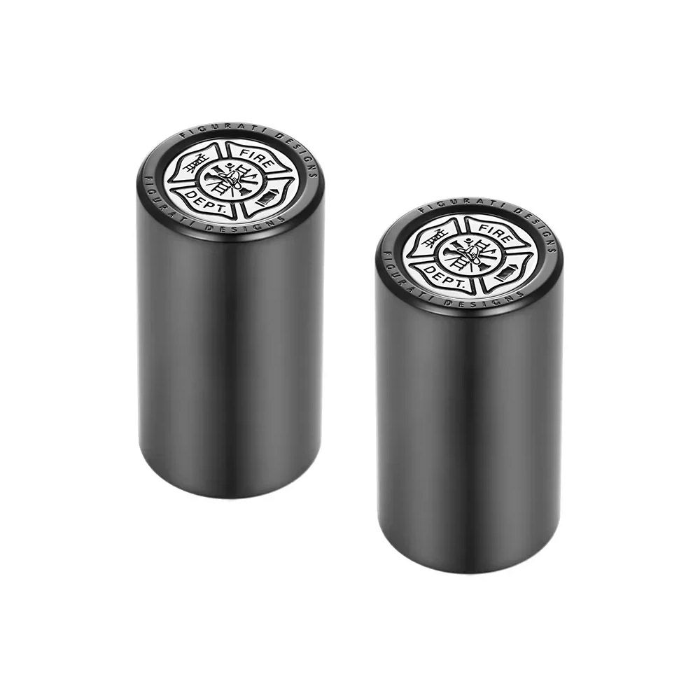 ハーレー ドッキングポイントカバー ロング 消防士マルタ十字デザイン (ブラック)