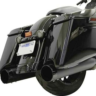 1995～2016 ツーリング 4.5インチ ストレート スリップオンマフラー (ブラック) バッサーニ