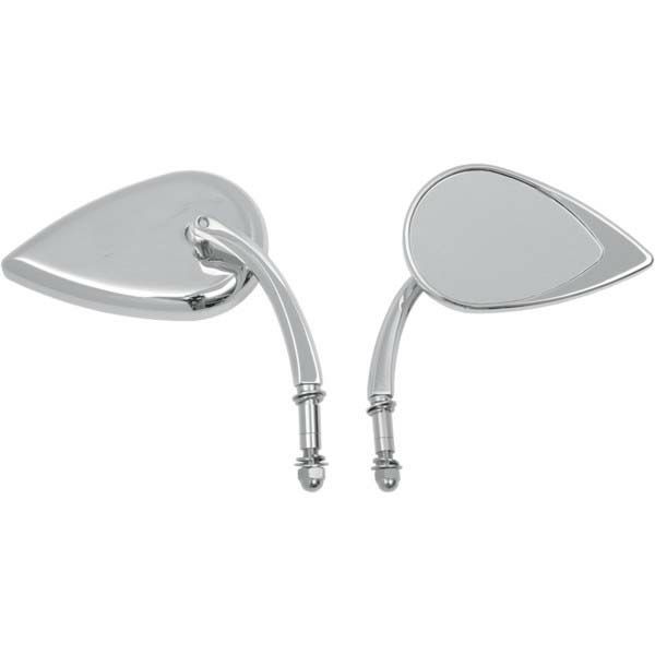 Drag Specialties　クローム・ティアドロップミラー　ショートステム-01