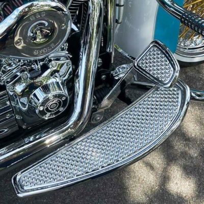 ツーリング、FLソフテイル ワッフル・19インチ フットボード (クローム) サイクルスミス
