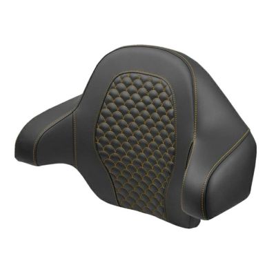 ハーレー ツーリング ロードソファ・ツアーパックバックレスト Dragon Scale ステッチ ゴールド サドルマン