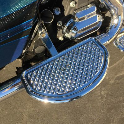 ツーリング、FLソフテイル ワッフル・リアフットボード カバー (クローム) サイクルスミス