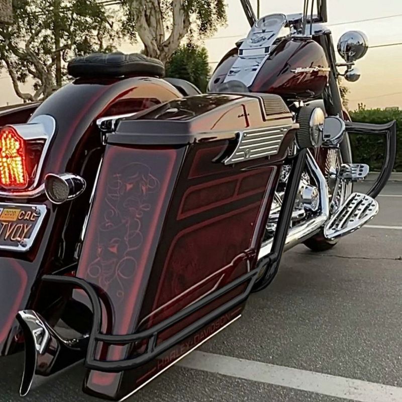 2000～2007 ソフテイル エルレイ・サドルバッグガード/レール ストレッチサドルバッグ用 （ブラック)