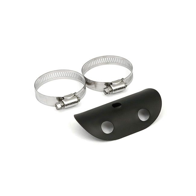 ハーレー用 汎用ヒートシールド 4インチ x 1-3/4インチ径 ホールデザイン (ブラック)