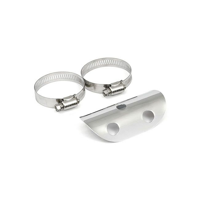 ハーレー用 汎用ヒートシールド 4インチ x 1-3/4インチ径 ホールデザイン (クローム) 