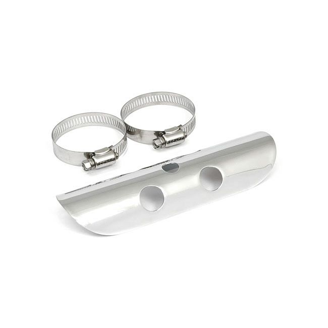 ハーレー用 汎用ヒートシールド 7インチ x 1-3/4インチ径 ホールデザイン (クローム)