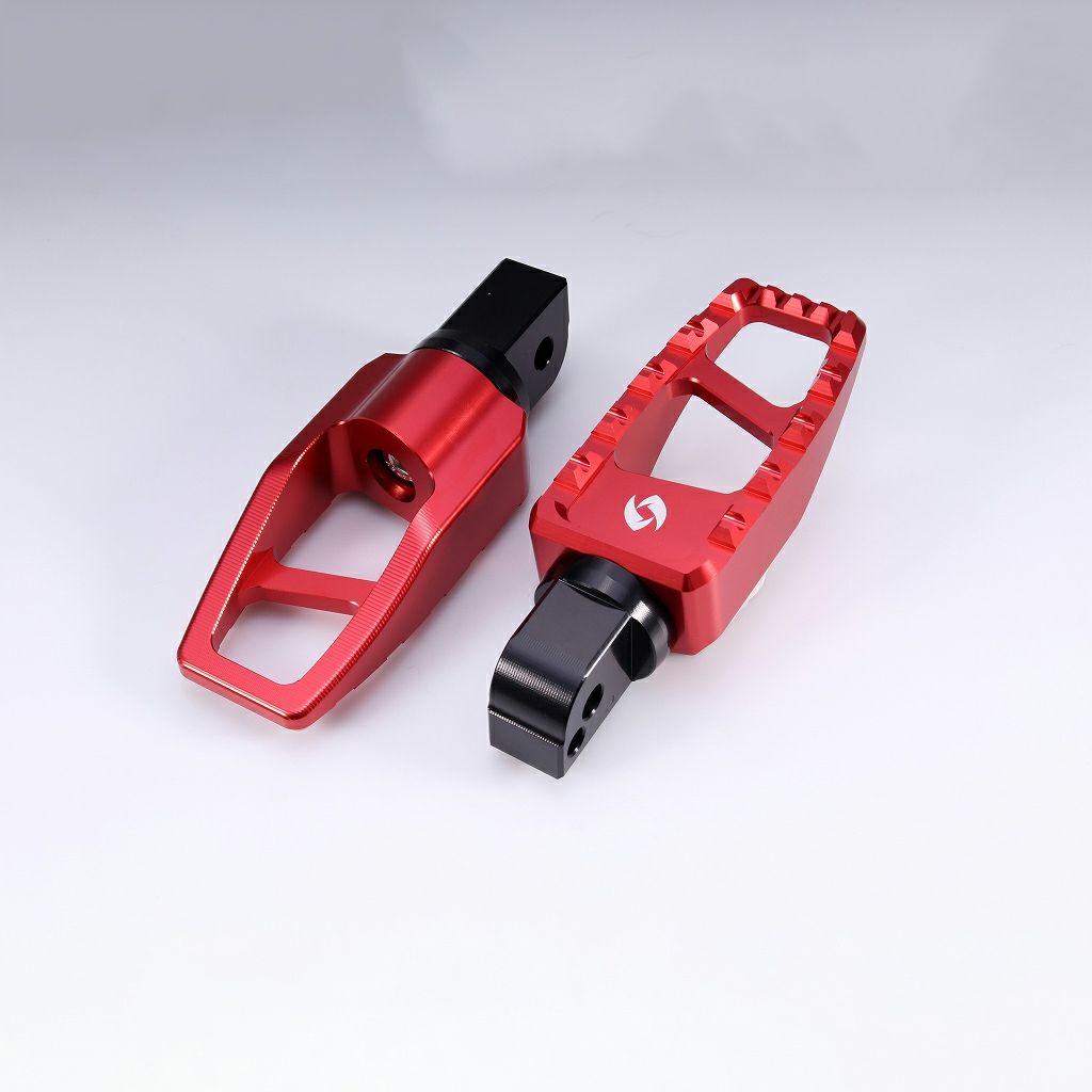 M8 ソフテイル、スポーツスターS、ナイトスター、パンアメリカ アルミ削り出し パッセンジャー・フットペグ (レッド)