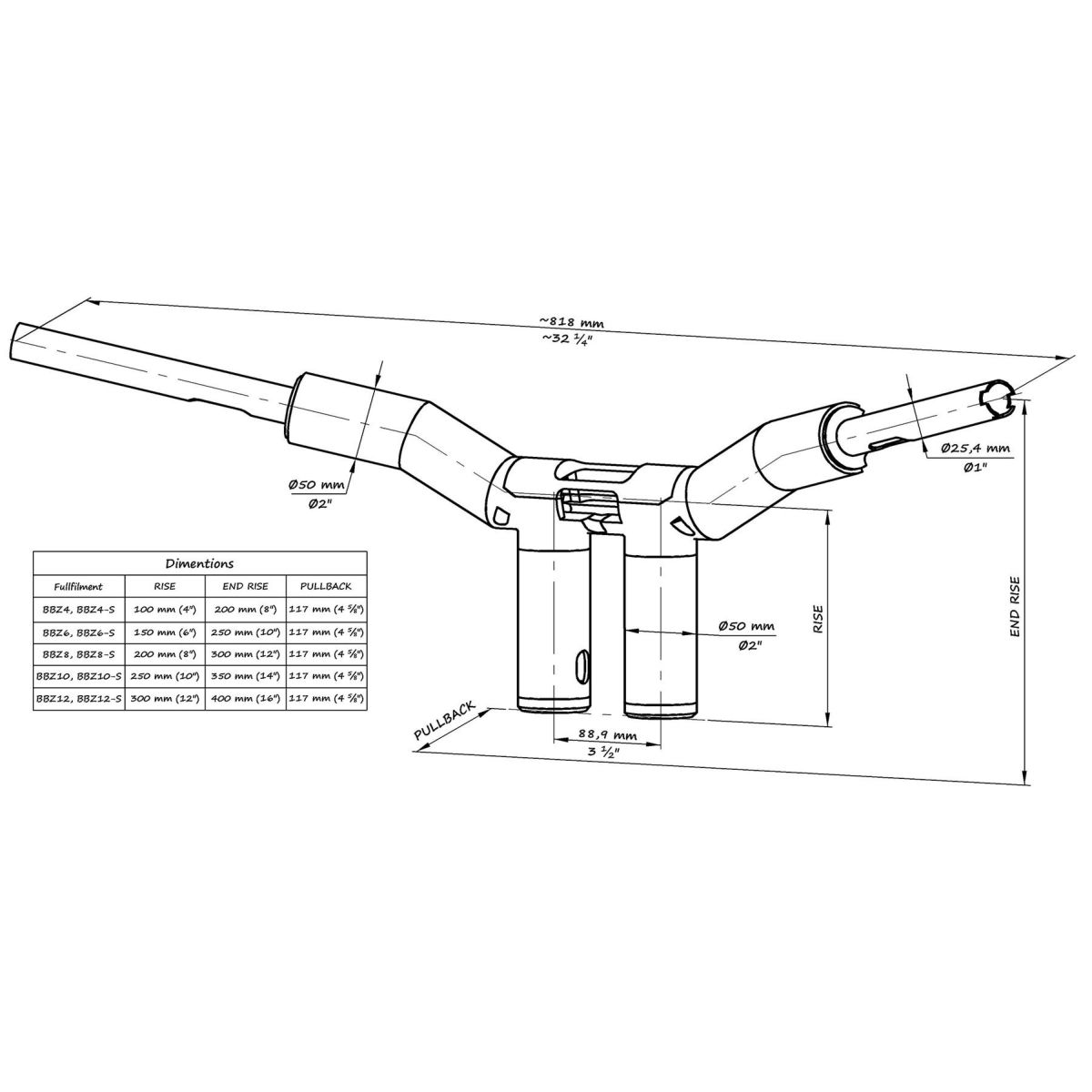 キラーカスタム ハーレー用 チャンピオン メガ・Tハンドルバー 4インチ2