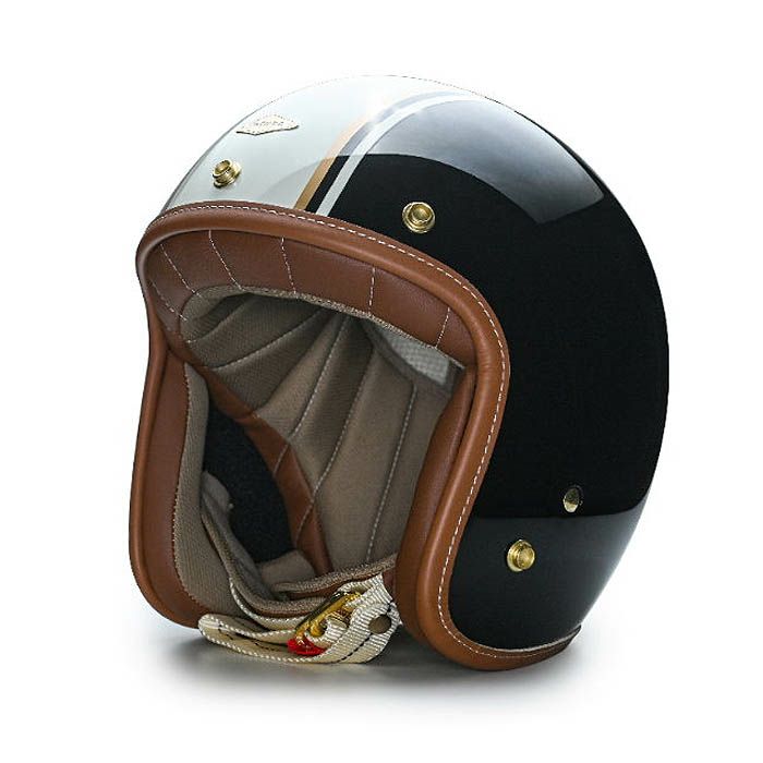 GODENシリーズ カスタム ジェットヘルメット グロスブラック/ホワイト feture