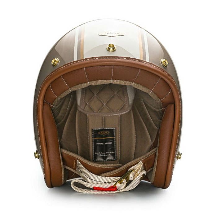 GODENシリーズ カスタム ジェットヘルメット グロスキャメル/ホワイト feture 2