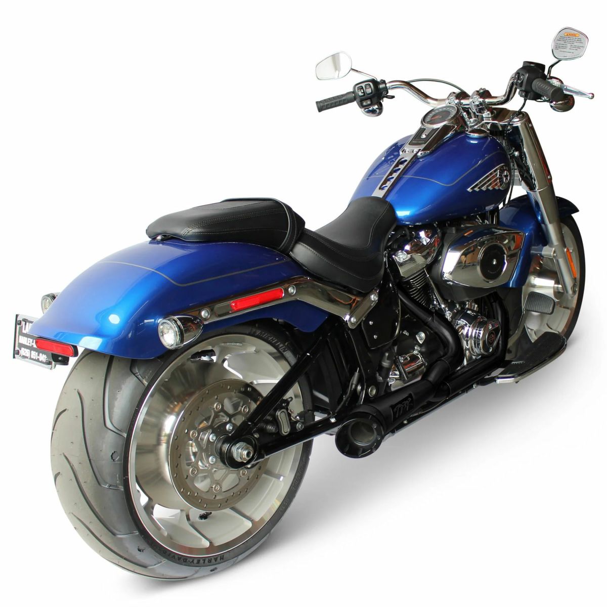  2025以降 ブレイクアウト、ファットボーイ ショーティー・ターンアウト 2-1 フルエキゾーストマフラー (ブラック)1