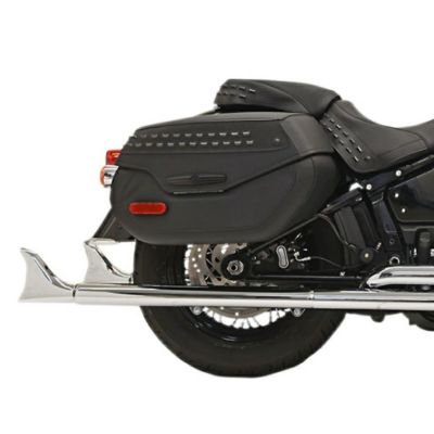 M8 ヘリテイジクラシック、デラックス 33インチ フィッシュテール 左右両出し・フルエキゾーストマフラー (クローム) シャークロード