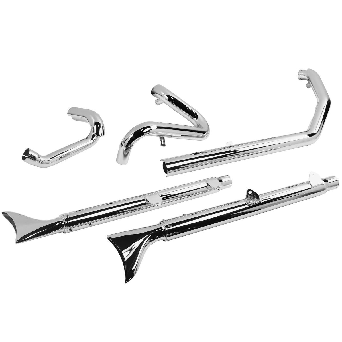  M8 ヘリテイジクラシック、デラックス 33インチ フィッシュテール 左右両出し・フルエキゾーストマフラー (クローム)1