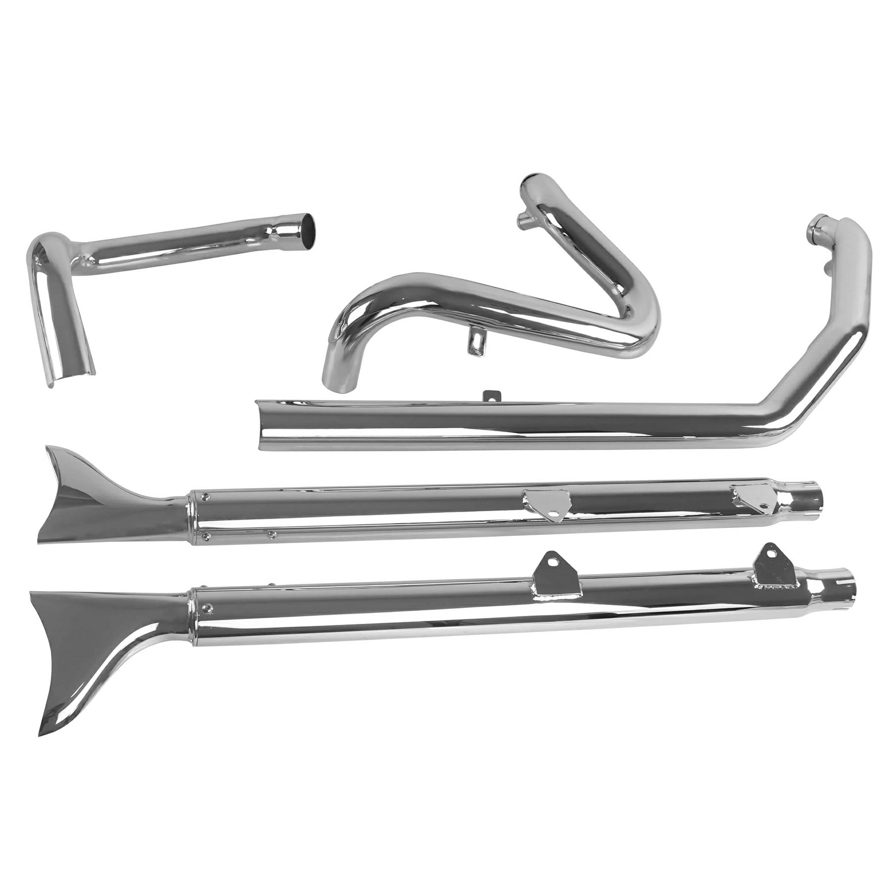  M8 ヘリテイジクラシック、デラックス 36インチ フィッシュテール 左右両出し・フルエキゾーストマフラー (クローム)3