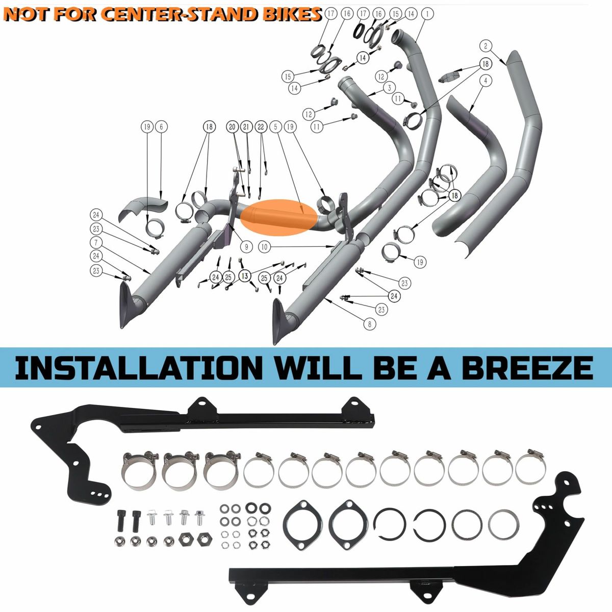  M8 ヘリテイジクラシック、デラックス 36インチ フィッシュテール 左右両出し・フルエキゾーストマフラー (クローム)5