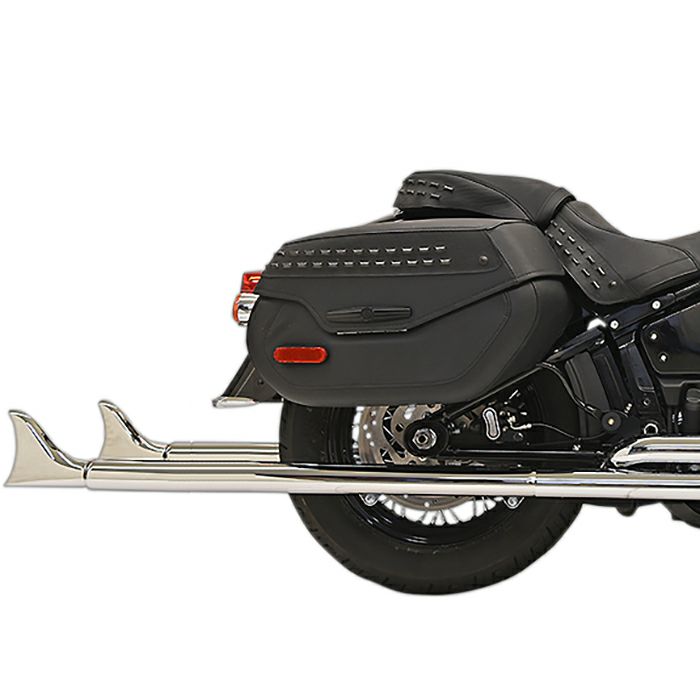 M8 ヘリテイジクラシック、デラックス 42インチ フィッシュテール 左右両出し・フルエキゾーストマフラー (クローム)