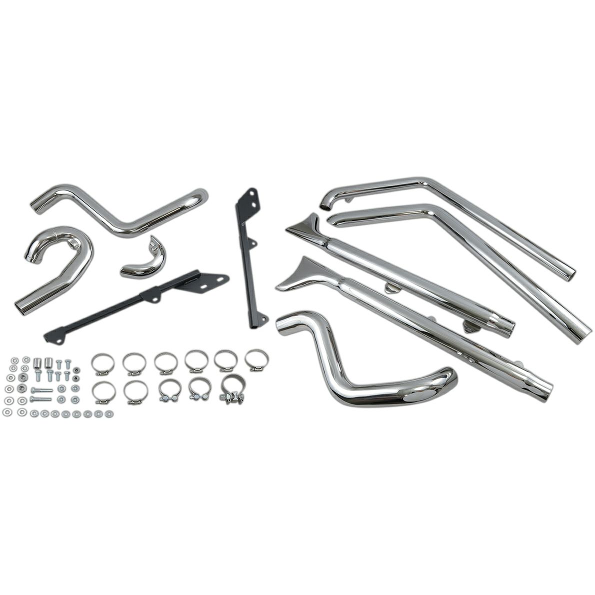 1989～2017 ソフテイル 36インチ フィッシュテール 左右両出し・フルエキゾーストマフラー バッフル付 (クローム)3