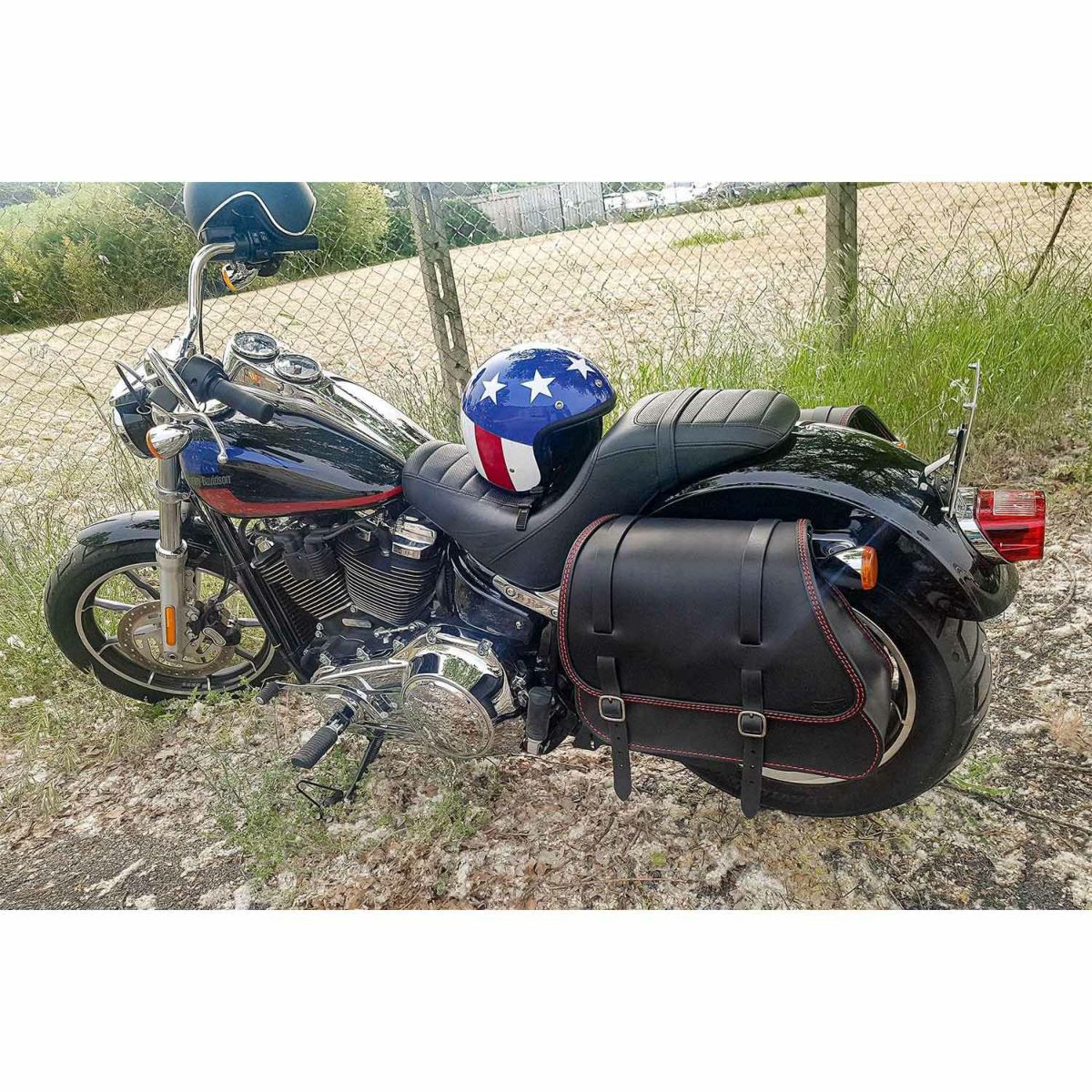 エンズクオイオ ミドルGYPSY レザーサドルバッグ (ブラック) M8ソフテイル9