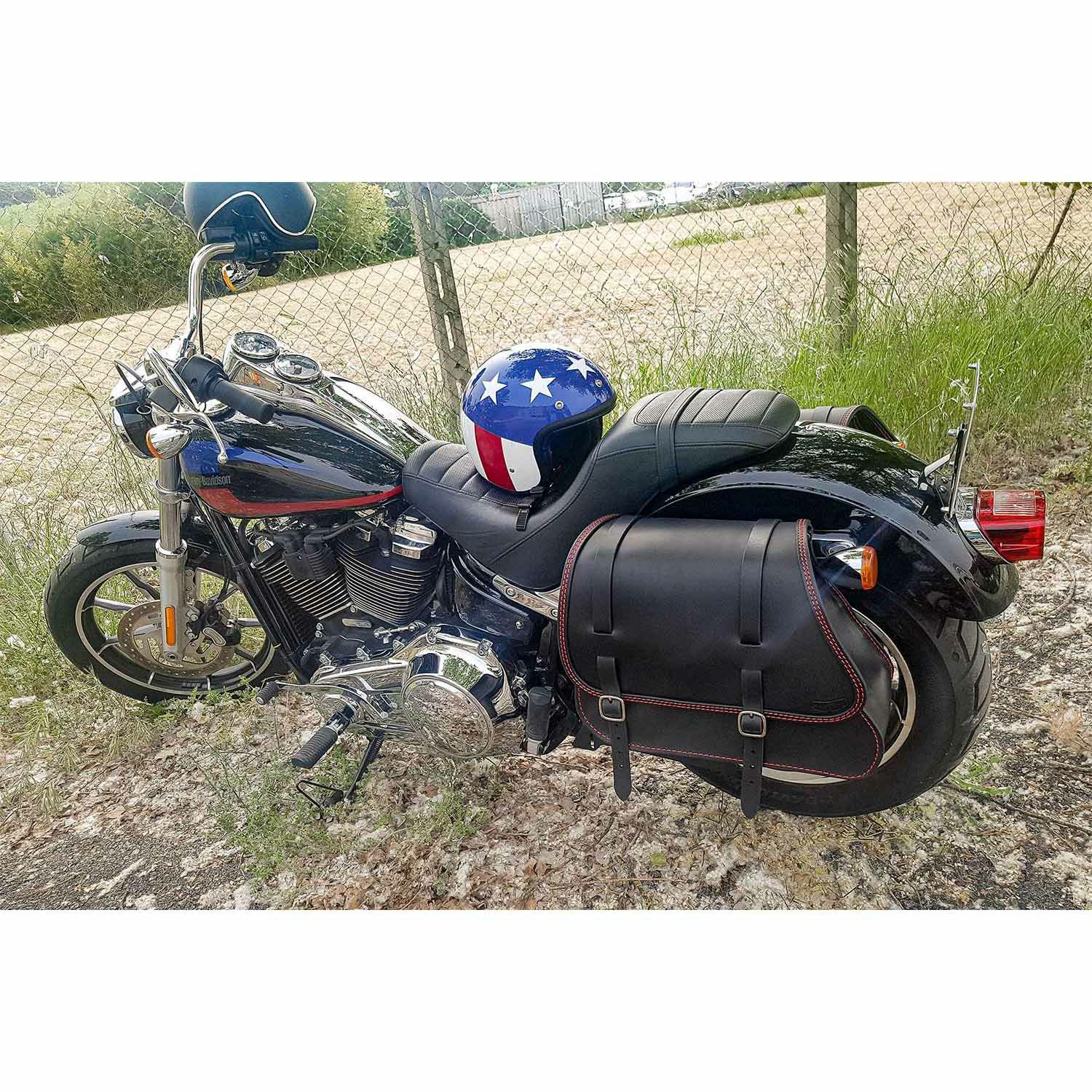 エンズクオイオ ミドルGYPSY レザーサドルバッグ (ブラック) M8ソフテイル9