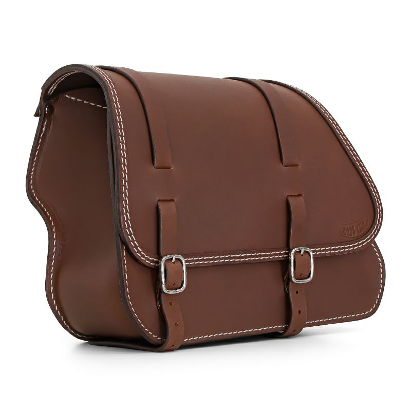 エンズクオイオ ミドルGYPSY レザーサドルバッグ (ダークブラウン) M8ソフテイル1