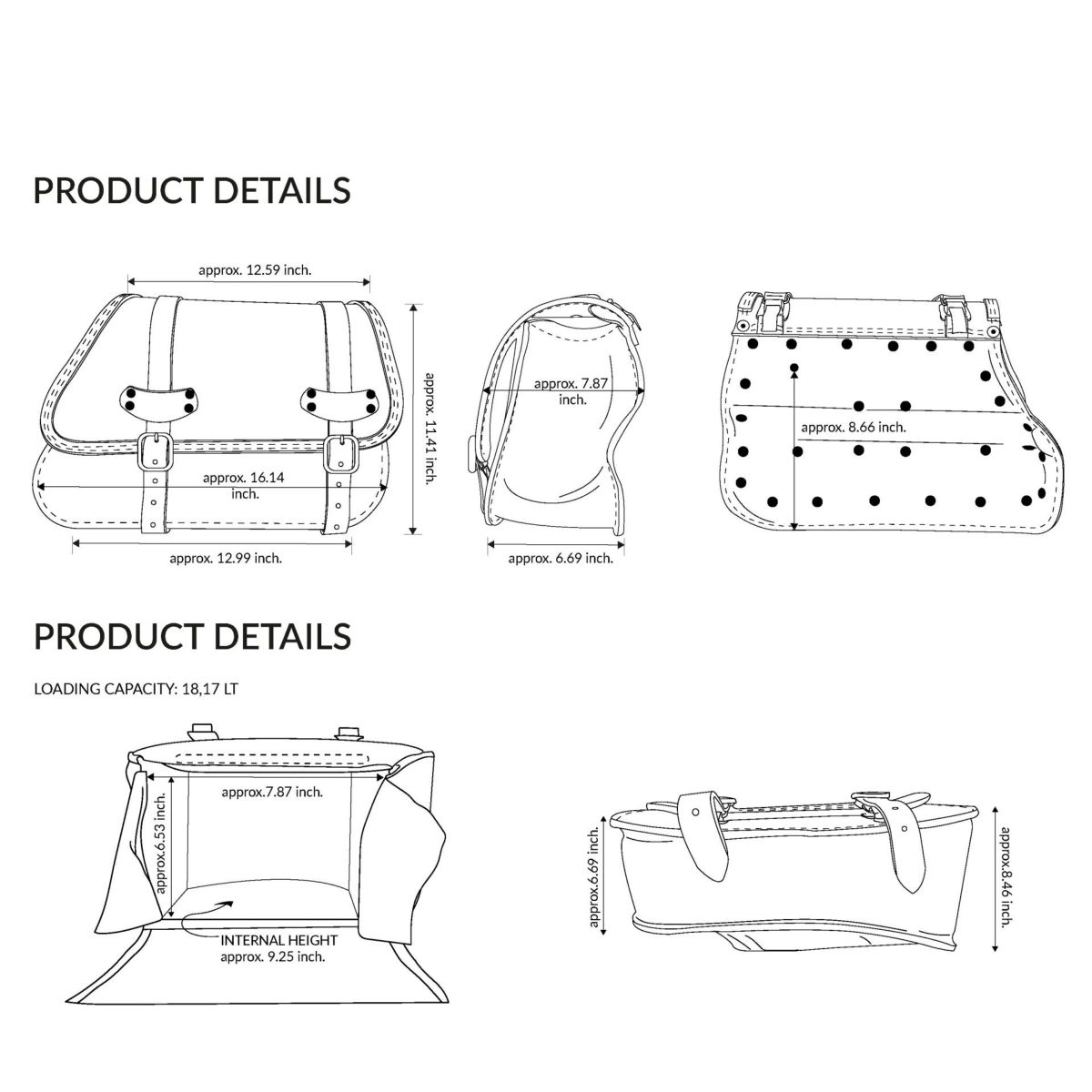 エンズクオイオ REV リトル GYPSY レザーサドルバッグ (ブルレザー) M8ソフテイル13