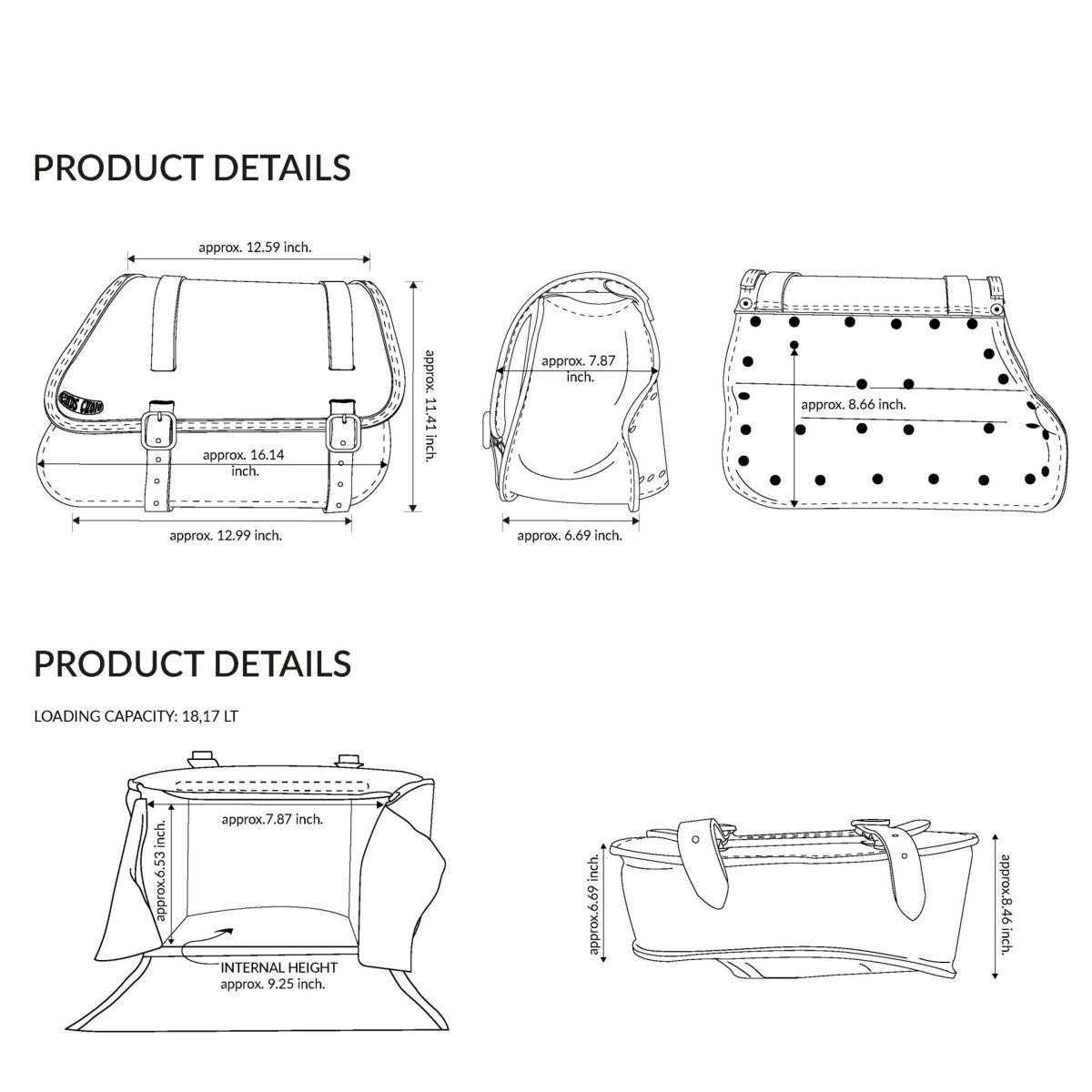 エンズクオイオ リトル GYPSY レザーサドルバッグ (リンクルレザー) M8ソフテイル7