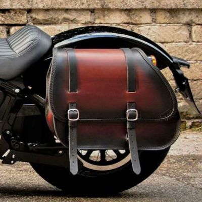 エンズクオイオ Country レザーサドルバッグ (ツートーンダーク) M8ソフテイル