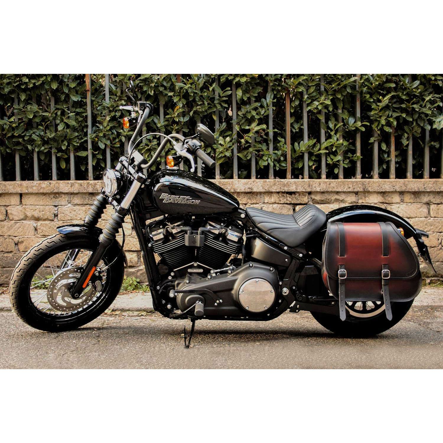 エンズクオイオ Country レザーサドルバッグ (ツートーンダーク) M8ソフテイル1