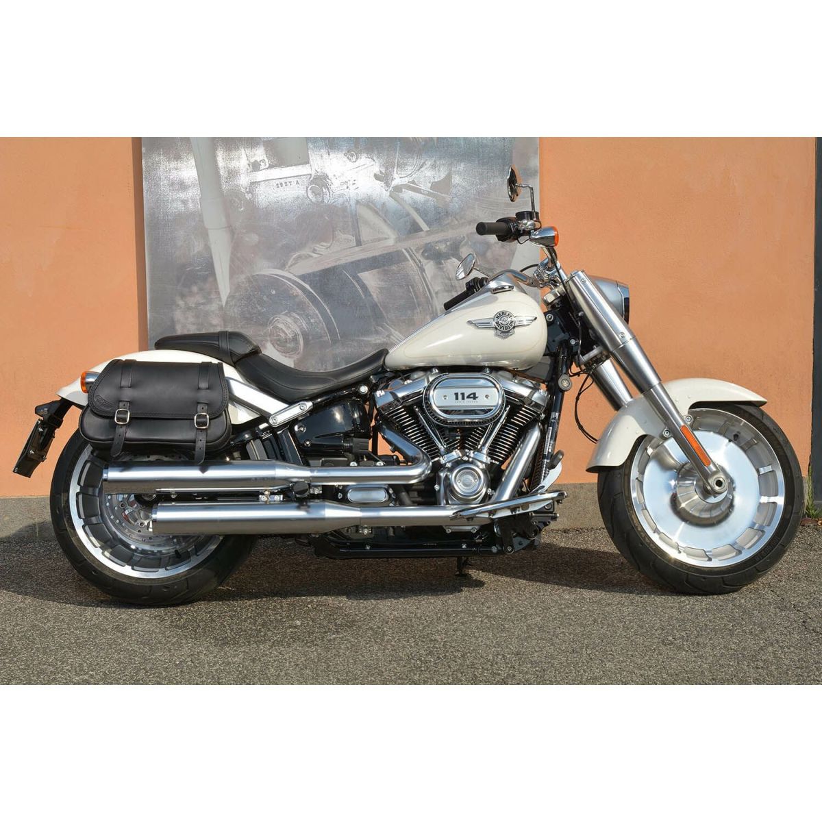  エンズクオイオ Folk レザーサドルバッグ (ダークブラウン) M8ソフテイル7