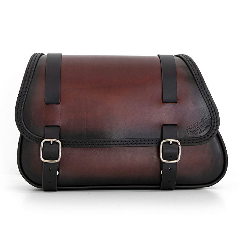 エンズクオイオ Folk レザーサドルバッグ (ツートーンダーク) M8ソフテイル