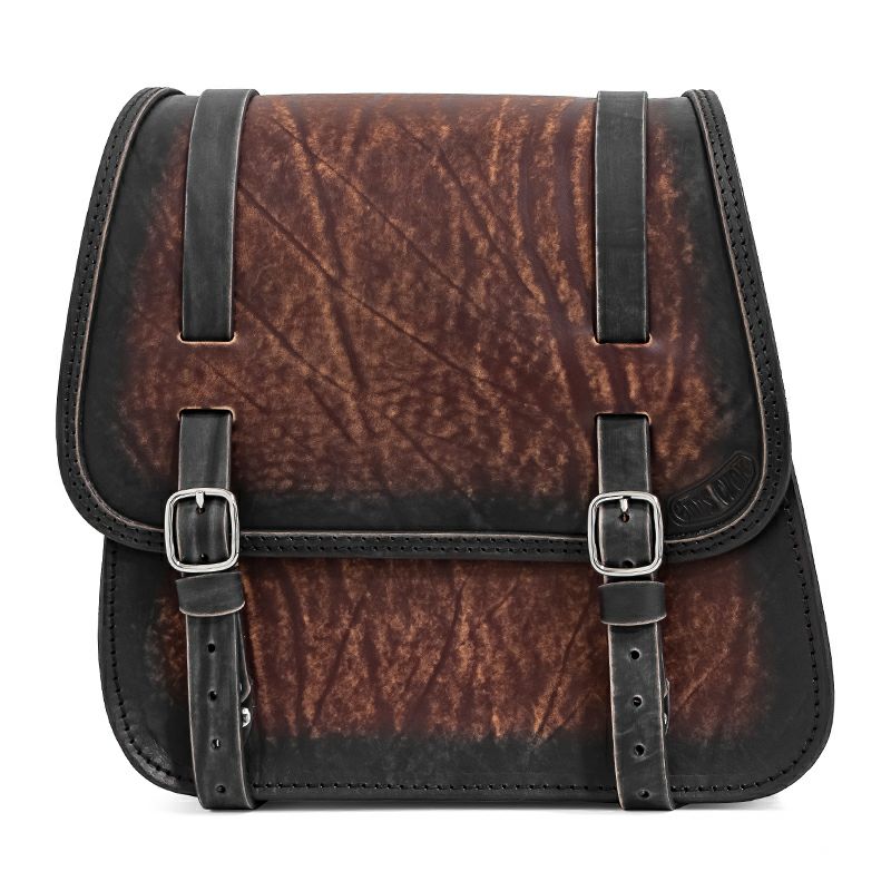 エンズクオイオ GLAM レザーサドルバッグ (ディストレスト・ツートーンダーク)