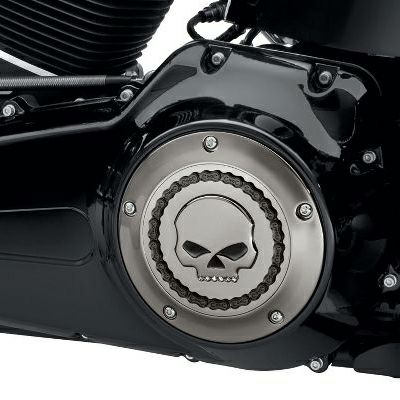 スカル＆チェーン・ダービーカバー　スモーキークローム　/ジュエルスカル-02