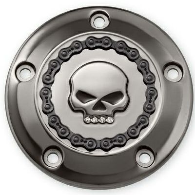 スカル＆チェーンコレクション・タイマーカバー　スモーキークローム　/ジュエルスカル-01