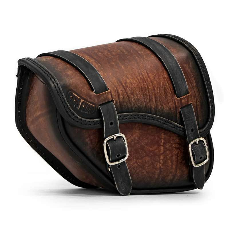 エンズクオイオ SOUL レザーサドルバッグ (ディストレスト・ツートーン・ダーク)