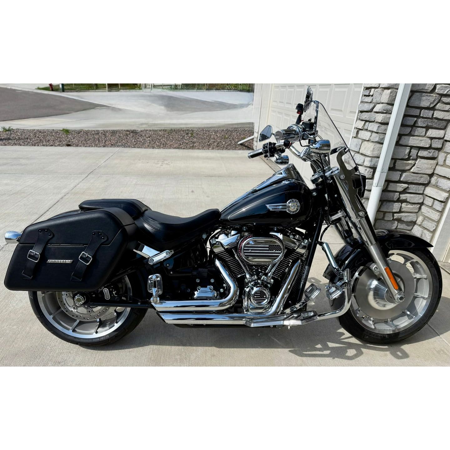  M8 ファットボーイ Baldur エクストララージ・サドルバッグ 42L (レザーラップ)1