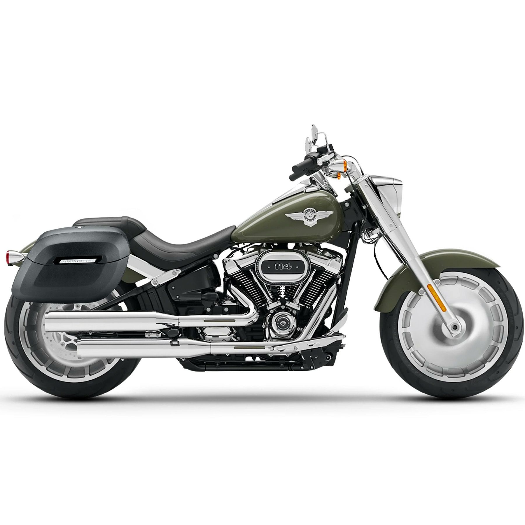 M8 ファットボーイ Lamellar Raven エクストララージ・サドルバッグ 40L (レザーラップ)1