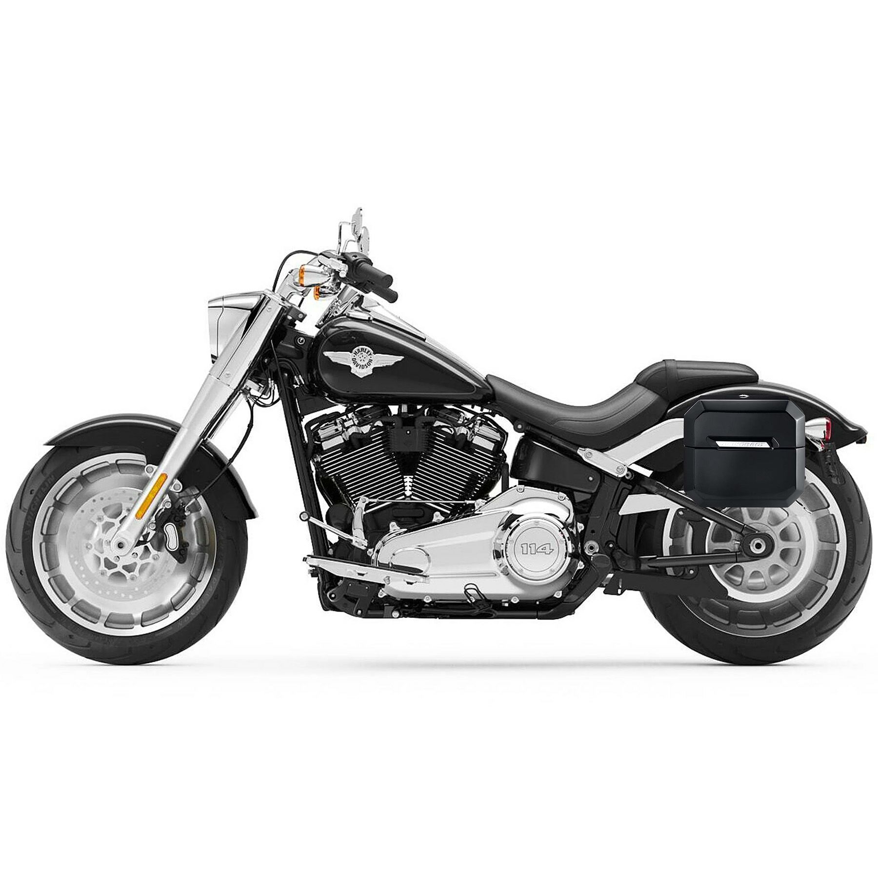  M8 ファットボーイ Outlaw クイックマウント・スモール・サドルバッグ 10L 左用 (グロスブラック)1